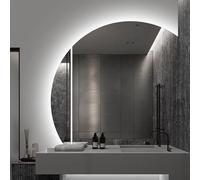 Xxbbyubo LED Dimmerabile Specchio da Trucco Retroilluminato, 70/80/90/100cm Specchio da Parete a Mezza Luna Antiappannamento, per Bagno Camera da Letto Trucco(Left,32 * 32inch)