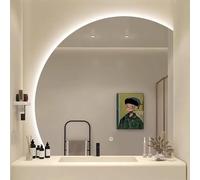 Xxbbyubo LED Mezza Luna Specchio da Trucco con 3 Colori di Luce, senza Cornice Anti-Nebbia Specchio da Bagno Semicerchio, Retroilluminato Illuminato(Left,40in/100cm)