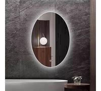 Xxbbyubo LED Moderno Specchio da Parete senza Cornice, 60/70cm Ovale Antiappannamento Specchio da Bagno, Dimmerabile 3 Colori Intelligente Intelligente con Interruttore Tattile(70x90cm)