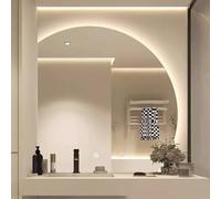 Xxbbyubo Mezza Luna Specchio da Parete LED con Retroilluminato, Semicerchio Anti-Appannamento Specchio da Bagno Intelligente con 3 Colori di Luce(Right,28")