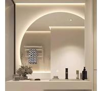 Xxbbyubo Mezza Luna Specchio da Parete LED con Retroilluminato, Semicerchio Anti-Appannamento Specchio da Bagno Intelligente con 3 Colori di Luce(Left,28")