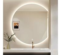 Xxbbyubo Moda Specchio da Parete Retroilluminato, Moderno LED Specchio Cosmetico, 3 Colori Dimmerabile, Semicerchio, Antiappannamento, Controllo Tattile(Right cut,90cm/36inch)