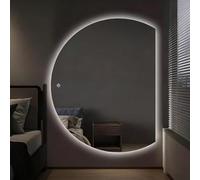 Xxbbyubo Moda Specchio Decorativo Retroilluminato 3 Colori, Antiappannamento Specchio da Trucco a Mezza Luna con Interruttore Tattile, Intelligente Dimmerabile(Left half,47"x32")