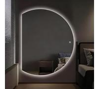 Xxbbyubo Moda Specchio Decorativo Retroilluminato 3 Colori, Antiappannamento Specchio da Trucco a Mezza Luna con Interruttore Tattile, Intelligente Dimmerabile(Right half,47"x32")