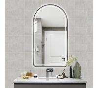 Xxbbyubo Moderno ad Arco LED Specchio da Parete, 3 Colori Regolabile, Antiappannamento Specchio da Bagno con Cornice in Metallo, Nero/Oro per Decorazioni Casa(Black,60x90cm)