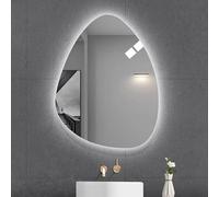 Xxbbyubo Moderno Antiappannamento Specchio da Parete, 80/90cm Asimmetrico LED Specchio Cosmetico Intelligente, 3 Colori di Luce, Controllo Tattile(28inch)