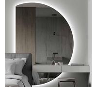 Xxbbyubo Moderno Intelligente Specchio da Trucco con Dimmerabile, Semicerchio Specchio a Figura Intera, Specchio da Bagno Antiappannamento con Interruttore Tattile(Cut left,39in/100cm)