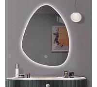 Xxbbyubo Moderno Irregolare LED Specchi Decorativi Retroilluminato, Moda 3 Colori Specchio da Trucco con Antiappannamento per Bagno e Doccia(70x90cm)