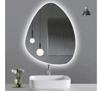 Xxbbyubo Moderno LED Specchio Cosmetico Illuminato, Asimmetrico Dimmerabile Specchi Decorativi Retroilluminato, Smart Antiappannamento con Controllo Tattile(75x120cm(30"x48"))