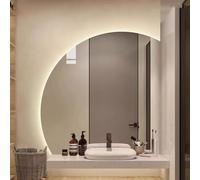 Xxbbyubo Moderno senza Cornice Specchio da Trucco Retroilluminato, Semicerchio Specchio da Bagno con Antiappannamento, Intelligente Dimmerabile con Interruttore Tattile(Left,40"x40")