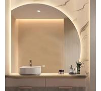 Xxbbyubo Moderno senza Cornice Specchio Vanity con Illuminazione a LED, Semicerchio Specchio da Parete da Bagno Dimmerabile, Anti-Appannamento, Controllo Tattile(Left Under Cut,70 * 70cm)