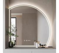 Xxbbyubo Moderno Specchio Bagno LED, Mezza Luna Specchio Cosmetico con Luce, Dimmerabile Anti-Appannamento Specchio da Parete, Interruttore Tattile(Right Half Moon,32in)