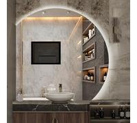 Xxbbyubo Moderno Specchio da Parete a LED Illuminato, Retroilluminato, Semicerchio Antiappannamento Specchio da Bagno con Interruttore Tattile, Dimmerabile(Right,40inch)