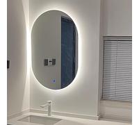 Xxbbyubo Ovale Specchio da Parete Moderno LED Intelligente Specchio con 3 Colori di Luce senza Cornice 120cm Specchio Cosmetico Antiappannamento(Backlight,32x54in)