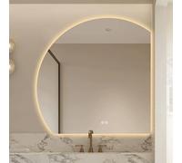 Xxbbyubo Semicerchio Anti-Nebbia Specchio da Bagno a LED Illuminato, Moderno Grand senza Cornice Specchi Decorativi, 3 Colori Dimmerabile, Retroilluminato(Left,80cm)