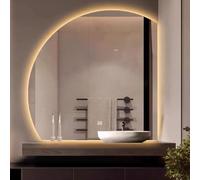 Xxbbyubo Semicerchio Dimmerabile Specchio da Bagno con Luce, senza Cornice Antiappannamento Specchio Vanity con Interruttore Tattile, Retroilluminato(Left,32x32inches)