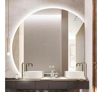 Xxbbyubo Semicerchio LED Specchio da Trucco con 3 Colori di Luce, Intelligente Antiappannamento Dimmerabile Specchio da Bagno, 80cm 90cm 100cm senza Cornice(Right Under cut,32in)