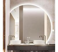 Xxbbyubo Semicerchio LED Specchio da Trucco con 3 Colori di Luce, Intelligente Antiappannamento Dimmerabile Specchio da Bagno, 80cm 90cm 100cm senza Cornice(Left Under cut,40in)