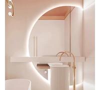 Xxbbyubo Semicerchio LED Specchio Vanity, Specchio da Parete Retroilluminato 3 Colori, Intelligente Anti-Appannamento per Bagno e Doccia, Dimmerabile Tattile(Cut right,51in)