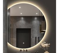 Xxbbyubo Semicerchio Retroilluminato Specchio da Trucco, Moderno senza Cornice Specchio Decorativo con 3 Colori di Luce, Smart Tattile Antiappannamento per Bagno(Left cut,32x36inch)