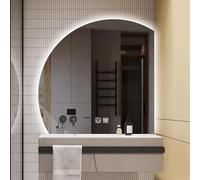 Xxbbyubo Semicerchio senza Cornice Specchio da Parete a LED Illuminato, Antiappannamento Intelligente Dimmerabile Specchio da Bagno, 3 Colori per Soggiorno(Right Under cut,100 * 100cm)