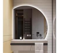 Xxbbyubo Semicerchio senza Cornice Specchio da Parete a LED Illuminato, Antiappannamento Intelligente Dimmerabile Specchio da Bagno, 3 Colori per Soggiorno(Left Under cut,100 * 100cm)