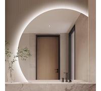 Xxbbyubo Semicerchio Specchio Antiappannamento da Bagno LED, Moderno Irregolare Specchio da Parete Cosmetico con 3 Colori di Luce, Intelligente Dimmerabile(Left,100 * 100cm)