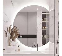 Xxbbyubo Semicerchio Specchio Cosmetico a LED Illuminato, Moderno senza Cornice Specchio da Parete Intelligente, 3 Temperatura di Colore Regolabile, Antiappannamento(Right cut,36 * 40inch)