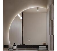 Xxbbyubo Senza Cornice LED Specchio Cosmetico Retroilluminato, Antiappannamento Intelligente Dimmerabile Specchio da Bagno, 3 Colori di Luce, Semicerchio(Left,40in)