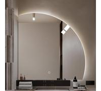 Xxbbyubo Senza Cornice LED Specchio Cosmetico Retroilluminato, Antiappannamento Intelligente Dimmerabile Specchio da Bagno, 3 Colori di Luce, Semicerchio(Right,40in)