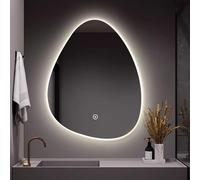Xxbbyubo Specchi Decorativi LED Retroilluminato Dimmerabile, 80/90/100cm Asimmetrico Antinebbia Specchio da Bagno con Interruttore Tattile, 3 Colori di Luce(Positive Hanging,75 * 100cm)
