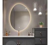 Xxbbyubo Specchi Decorativi Retroilluminato Ovale 100cm, LED Asimmetrico 90cm Specchio Cosmetico Dimmerabile con Interruttore Tattile, Intelligente Anti-Nebbia(75x100cm(30"x40"))