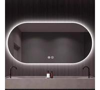 Xxbbyubo Specchietti Retroilluminato a Parete a LED, Specchi Decorativi senza Cornice Ovale, Moderno Specchio da Bagno Antiappannamento Dimmerabile(Horizontal,24 * 48in)