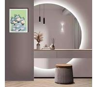 Xxbbyubo Specchio a Figura Intera a LED Illuminato, Dimmerabile Semicerchio Specchio Vanity Retroilluminato, Antiappannamento, Mezza Luna(Leftcut,28 * 39in)