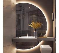Xxbbyubo Specchio a Figura Intera Semicerchio Grand, 120/130cm Specchio da Bagno LED 3 Colori con Antiappannamento Intelligente(Right Circle,35inch)