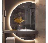 Xxbbyubo Specchio a Figura Intera Semicerchio Grand, 120/130cm Specchio da Bagno LED 3 Colori con Antiappannamento Intelligente(Left Circle,51inch)