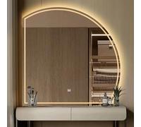 Xxbbyubo Specchio a LED Illuminato Regolabile Antiappannamento Mezza Luna Specchio da Bagno Irregolare Specchio da Parete con 3 Colori di Luce(Right,28in)