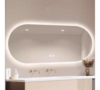 Xxbbyubo Specchio Bagno Illuminato LED Ovale 120x70cm, Specchio da Parete Retroilluminato Dimmerabile, Specchio Vanity senza Cornice Antiappannamento(Horizontal,24x36in)
