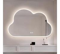 Xxbbyubo Specchio Cosmetico da Parete con Luce 3 Colori, 60/70cm Irregolare Specchio da Bagno Anti-Nebbia, 80/90cm senza Cornice, Dimmerabile, Controllo Tattile(Backlit,28inch/70cm)