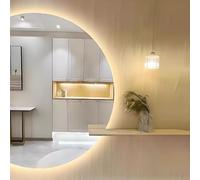 Xxbbyubo Specchio Cosmetico Illuminato a Mezza Luna, Specchio da Bagno senza Cornice Anti-Appannamento, Dimmerabile 3 Colori di Luce, Controllo Tattile(Leftcut,39"x28")