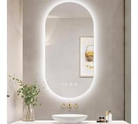 Xxbbyubo Specchio Cosmetico Ovale Bagno, Specchio da Bagno Anti-Appannamento, Specchio da Trucco Intelligente Dimmerabile, Specchio a Figura Intera Retroilluminato(20"x32")