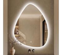 Xxbbyubo Specchio da Bagno a LED Retroilluminato, Intelligente Antiappannamento, Moderno Asimmetrico Specchio da Parete, 3 Colori Dimmerabile(70x90cm(28"x36"))