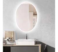 Xxbbyubo Specchio da Bagno da Parete Ovale 100cm, Moderno senza Cornice Specchio da Parete con Luce Dimmerabile, Antiappannamento Specchio Cosmetico con Interruttore Tattile(40x60cm)