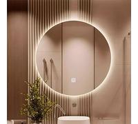 Xxbbyubo Specchio da Bagno LED Rotondo 80cm, Moderno Antiappannamento Specchio da Parete con Controllo Tattile, 100cm Moda senza Cornice Specchio Vanity, 3 Colori di Luce(20" Lx20 W)