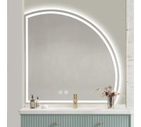 Xxbbyubo Specchio da Bagno LED Specchio da Parete Moderno con Luce Dimmerabile Antiappannamento Specchio da Trucco a Mezza Luna 90/100/110cm, Interruttore Tattile(Left cut,110cm)