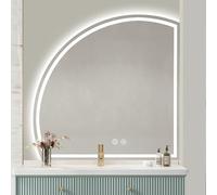 Xxbbyubo Specchio da Bagno LED Specchio da Parete Moderno con Luce Dimmerabile Antiappannamento Specchio da Trucco a Mezza Luna 90/100/110cm, Interruttore Tattile(Right cut,80cm)