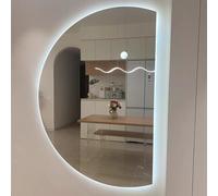 Xxbbyubo Specchio da Bagno Retroilluminato a Mezza Luna, 3 Colori Dimmerabile Specchio da Trucco, Intelligente Antinebbia con Interruttore Tattile(Right Cut,47x32inch)