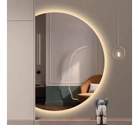 Xxbbyubo Specchio da Bagno Retroilluminato LED, 100/120cm Semicerchio Specchio da Parete Anti-Appannamento per Bagno, 3 Colori Dimmerabile(Left cut,28"x43")