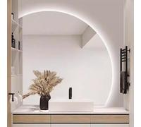 Xxbbyubo Specchio da Bagno Semicerchio a LED Illuminato 100cm, Antiappannamento Specchio Cosmetico per Bagno 90cm, Retroilluminato, 3 Colori Dimmerabile(Left Under Cut,80cm)