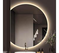 Xxbbyubo Specchio da Bagno Semicerchio con Luce LED, Moda senza Cornice, Moderno Retroilluminato Specchio da Trucco Antiappannamento Smart, 3 Colori Dimmerabile(Left cut,32x36inch)
